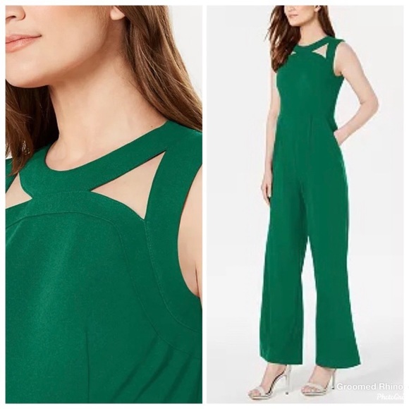 Calvin Klein Jumpsuit with Cutout Neckline - Jade - Size 6 - Picture 1 of 10